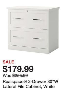 Office Depot Realspace® 2-drawer 30"w lateral file cabinet, white offer