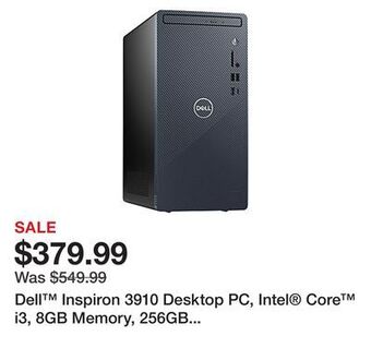 Office Depot Dell™ inspiron 3910 desktop pc, intel® core™ i3, 8gb memory, 256gb solid state drive, windows® 11 home, i3910-3492blu-pus offer