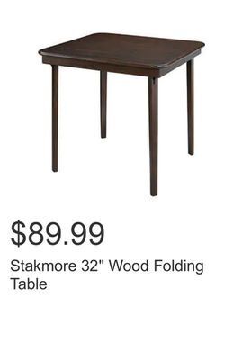 Costco Stakmore 32" wood folding table offer