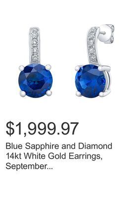 Costco Blue sapphire and diamond 14kt white gold earrings, september birthstone offer