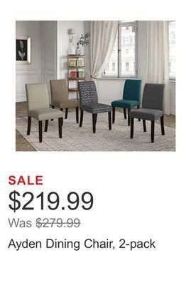 Costco Ayden dining chair, 2-pack offer