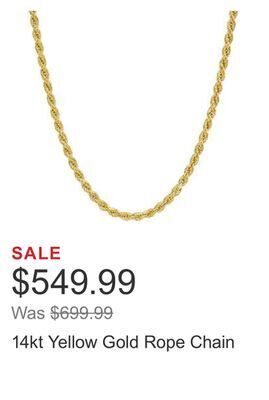 Costco 14kt yellow gold rope chain offer
