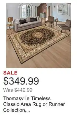 Costco Thomasville timeless classic area rug or runner collection, willington black offer