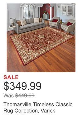 Costco Thomasville timeless classic rug collection, varick offer