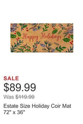 Costco Estate size holiday coir mat 72" x 36" offer