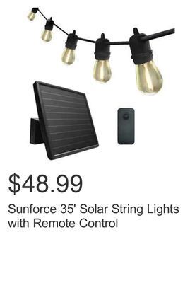 Costco Sunforce 35' solar string lights with remote control offer