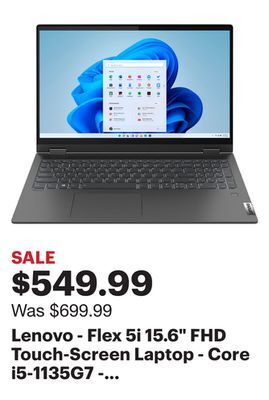 Best Buy Lenovo - flex 5i 15.6" fhd touch-screen laptop - core i5-1135g7 - 8gb memory - 256gb ssd - graphite grey offer