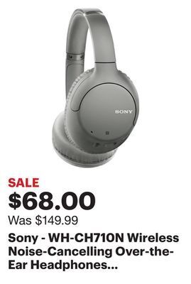 Best Buy Sony - wh-ch710n wireless noise-cancelling over-the-ear headphones - gray offer