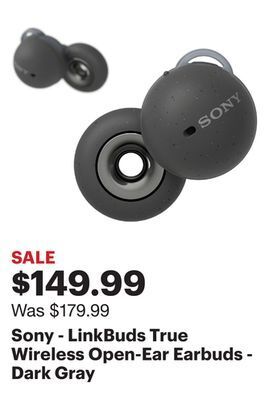 Best Buy Sony - linkbuds true wireless open-ear earbuds - dark gray offer