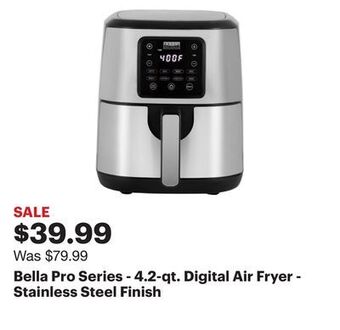 Best Buy Bella pro series - 4.2-qt. digital air fryer - stainless steel finish offer