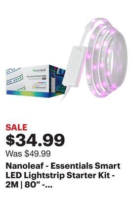 Best Buy Nanoleaf - essentials smart led lightstrip starter kit - 2m | 80" - white and colors - white offer