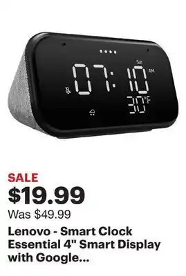 Best Buy Lenovo - smart clock essential 4" smart display with google assistant - soft touch gray offer