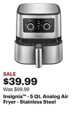 Best Buy Insignia™ - 5 qt. analog air fryer - stainless steel offer