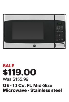 Best Buy Ge - 1.1 cu. ft. mid-size microwave - stainless steel offer