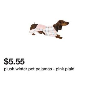 Five Below Plush winter pet pajamas - pink plaid offer
