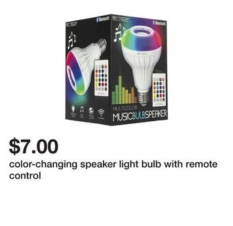 Five Below Color-changing speaker light bulb with remote control offer
