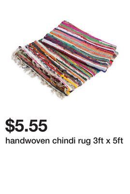 Five Below Handwoven chindi rug 3ft x 5ft offer
