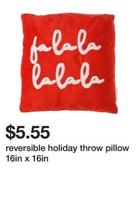 Five Below Reversible holiday throw pillow 16in x 16in offer