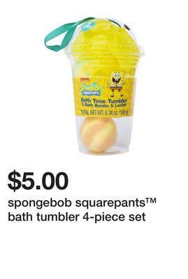 Five Below Spongebob squarepants™ bath tumbler 4-piece set offer