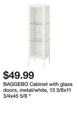 Ikea Baggebo cabinet with glass doors, metal/white, 13 3/8x11 3/4x45 5/8 " offer