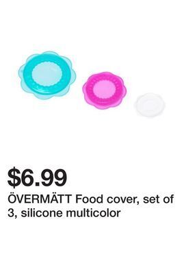 Ikea Övermätt food cover, set of 3, silicone multicolor offer