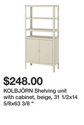 Ikea Kolbjörn shelving unit with cabinet, beige, 31 1/2x14 5/8x63 3/8 " offer