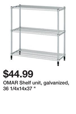Ikea Omar shelf unit, galvanized, 36 1/4x14x37 " offer
