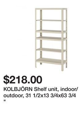 Ikea Kolbjörn shelf unit, indoor/outdoor, 31 1/2x13 3/4x63 3/4 " offer