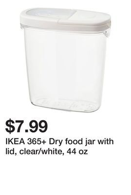 Ikea Ikea 365+ dry food jar with lid, clear/white, 44 oz offer
