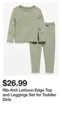 Old Navy Rib-knit lettuce-edge top and leggings set for toddler girls offer