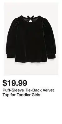 Old Navy Puff-sleeve tie-back velvet top for toddler girls offer