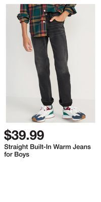 Old Navy Straight built-in warm jeans for boys offer