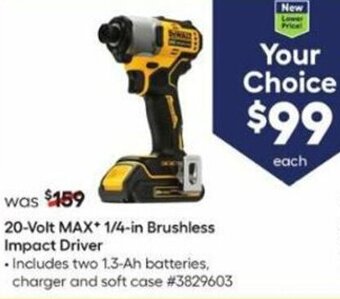 Lowe's 20-Volt MAX+ 1/4-in Brushless Impact Driver offer