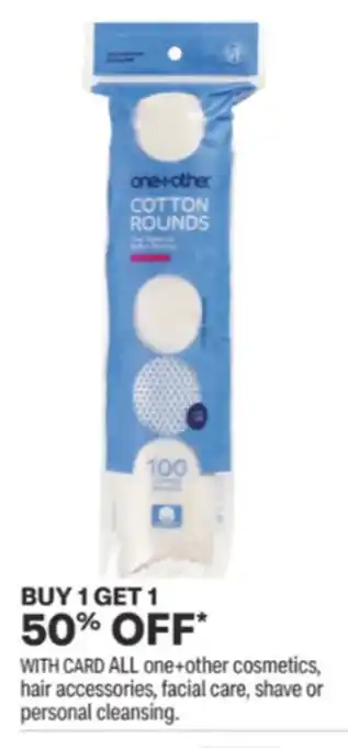 CVS One-Other Cosmetics, hair accessories, facial care, shave or personal cleansing offer