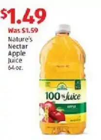 Aldi Nature's Nectar Apple Juice 64 oz. offer