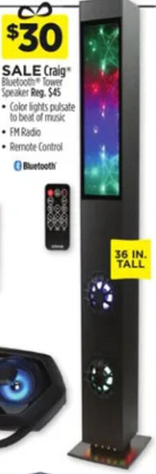 Dollar General Craig Bluetooth Tower Speaker offer