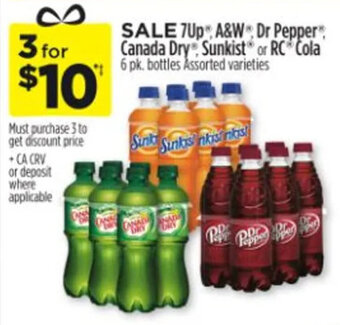 Dollar General 7Up, A&W, Dr Pepper, Canada Dry, Sunkist or RC Cola 6 pk. bottles offer