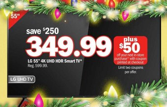 Meijer LG 55" 4K UHD HDR Smart TV offer