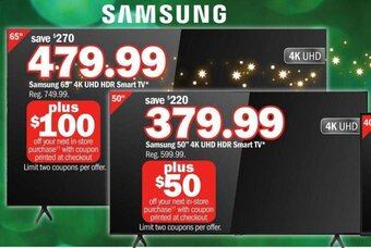 Meijer Samsung 50" 4K UHD HDR Smart TV offer