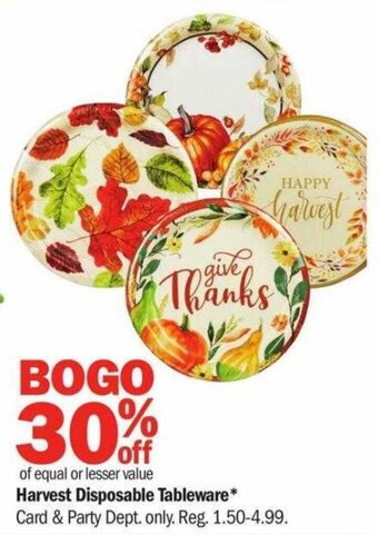 Meijer Harvest Disposable Tableware offer