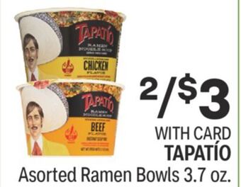CVS Tapatío asorted ramen bowls 3.7 oz. offer