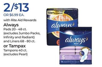 Rite Aid Always or tampax offer