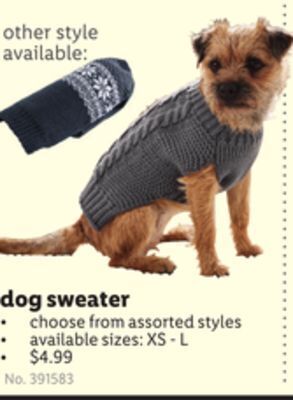 Lidl Dog sweater offer