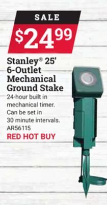 Ace Hardware Stanley® 25' 6-outlet mechanical ground stake offer