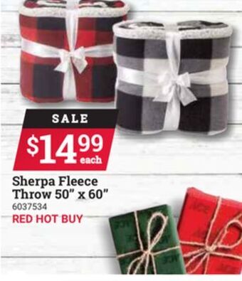 Ace Hardware Sherpa fleece throw 50" x 60" offer