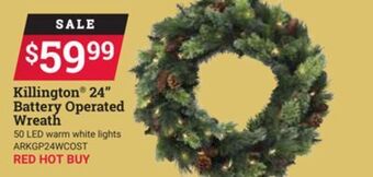 Ace Hardware Killington® 24" battery operated wreath offer