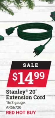 Ace Hardware Stanley® 20' extension cord offer