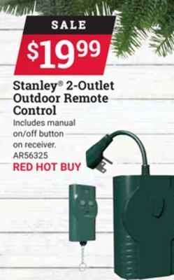 Ace Hardware Stanley® 2-outlet outdoor remote control offer