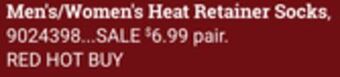 Ace Hardware Men's/women's heat retainer socks offer