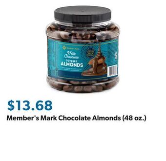 Sam's Club Member's mark chocolate almonds (48 oz.) offer